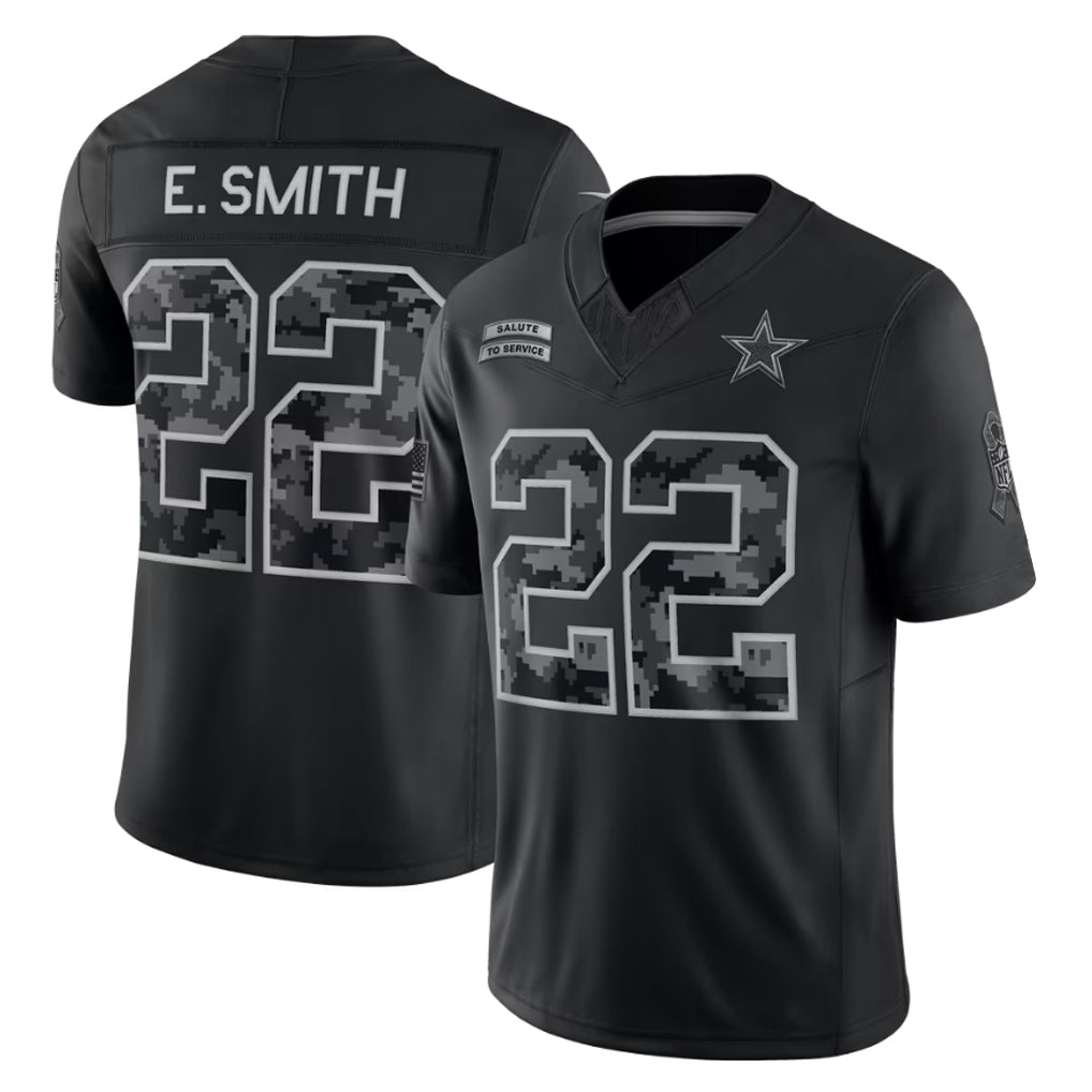 Tlead D.Cowboys #22 Emmitt Smith Player Black Limited 2026 Salute to Service Home Game Stitched Jerseys