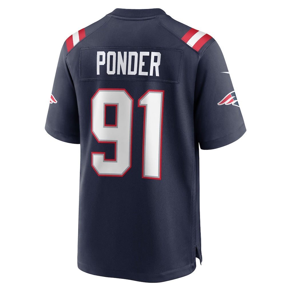 Tlead NE.Patriots #91 Elijah Ponder Navy Team Game Jersey