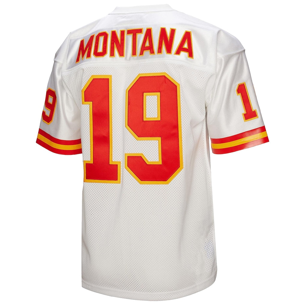 Tlead KC.Chiefs #19 Joe Montana 1994 Mitchell & Ness White Authentic Throwback Retired Player Jersey