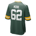 Tlead GB.Packers #62 Jacob Monk Green Game Jersey