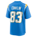 Tlead LA.Chargers #83 Tyler Conklin Powder Blue Team Game Jersey
