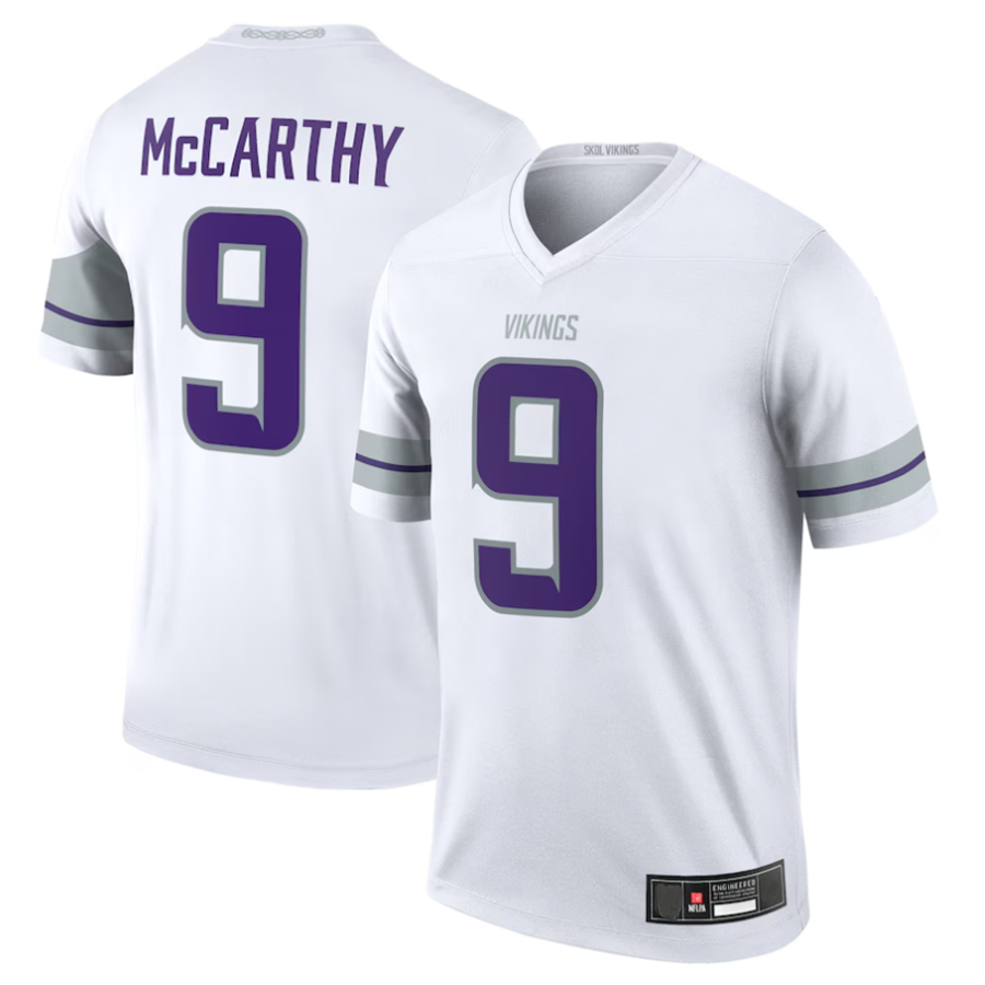 Tlead #9 J.J. McCarthy Player MN.Vikings White Alternate Legend Stitched Jerseys
