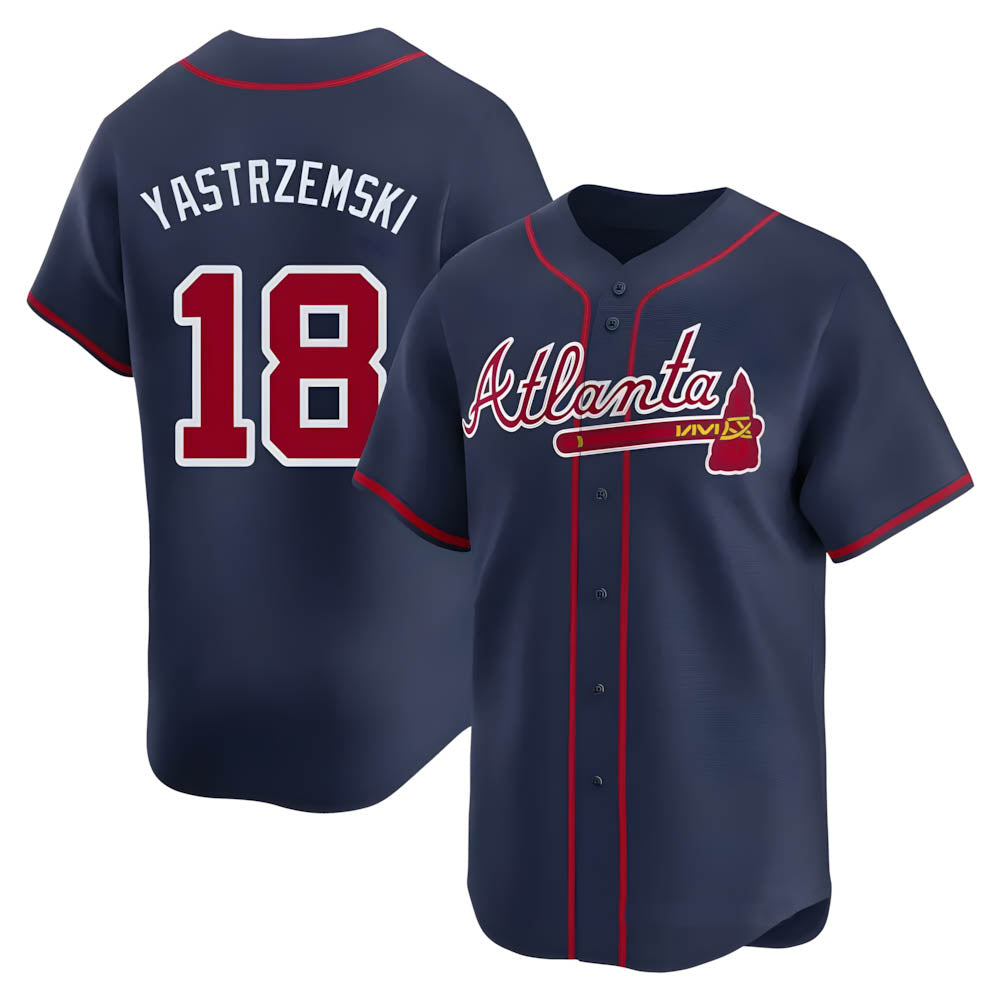 Tlead A.Braves #18 Mike Yastrzemski player Navy Limited Alternate Stitched Jerseys