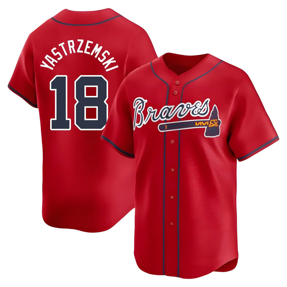 Tlead A.Braves #18 Mike Yastrzemski player Red Limited Alternate Stitched Jerseys