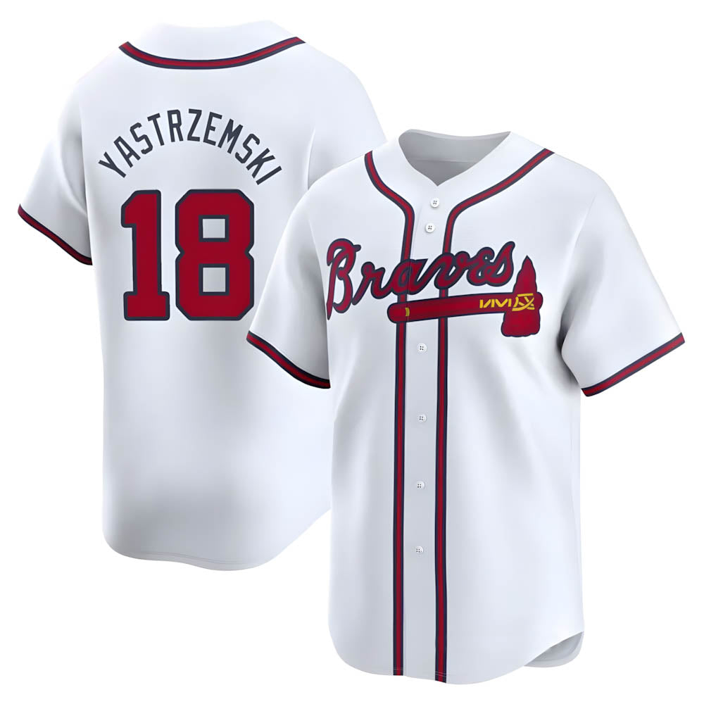 Tlead A.Braves #18 Mike Yastrzemski player White Limited Home Stitched Jerseys