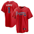 Tlead A.Braves #1 Ozzie Albies Player Red Alternate Stitched Jerseys