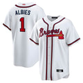 Tlead A.Braves #1 Ozzie Albies Player White Alternate Stitched Jerseys
