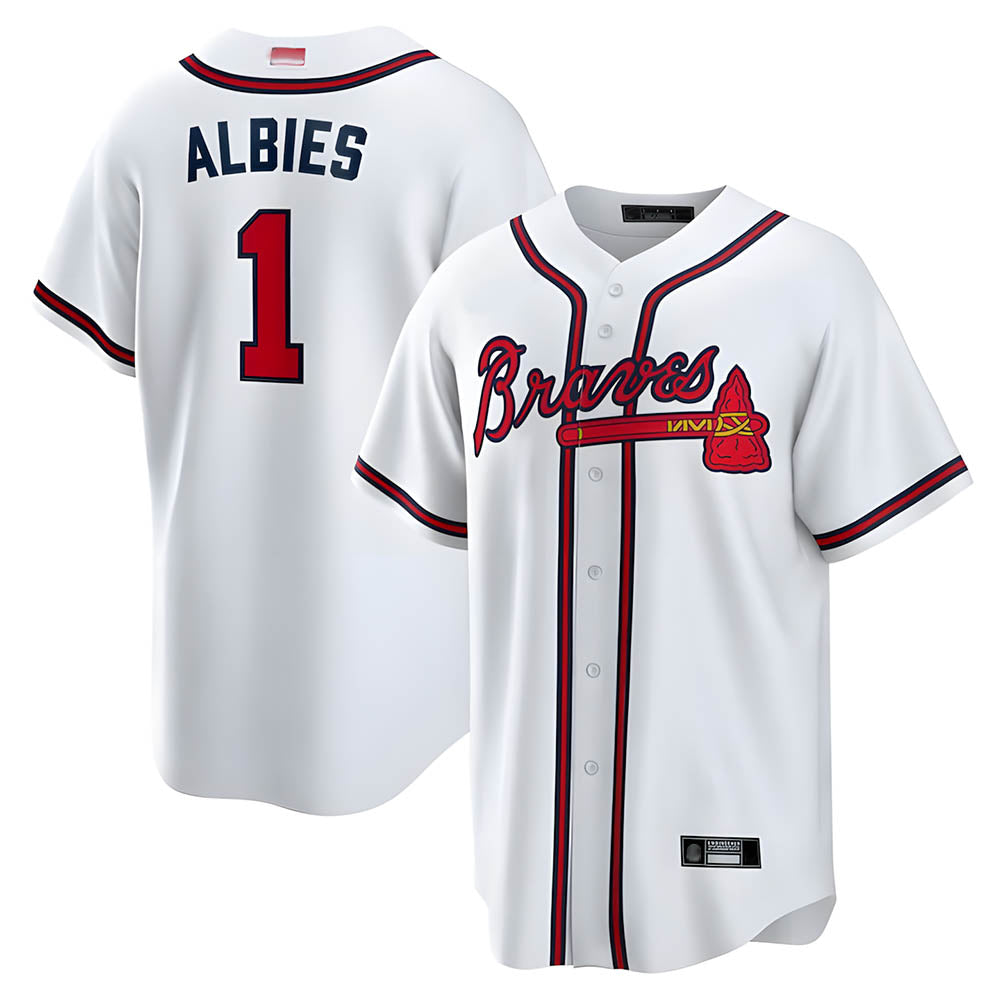 Tlead A.Braves #1 Ozzie Albies Player White Alternate Stitched Jerseys