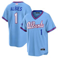 Tlead A.Braves #1 Ozzie Albies Player Powder Blue 2026 City Connect T shirt Stitched Jerseys