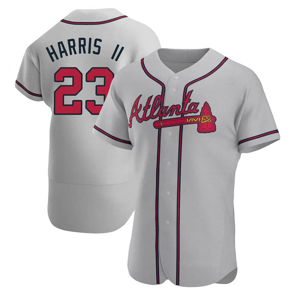 Tlead A.Braves #23 Michael Harris II player Gray Authentic Road Stitched Jerseys