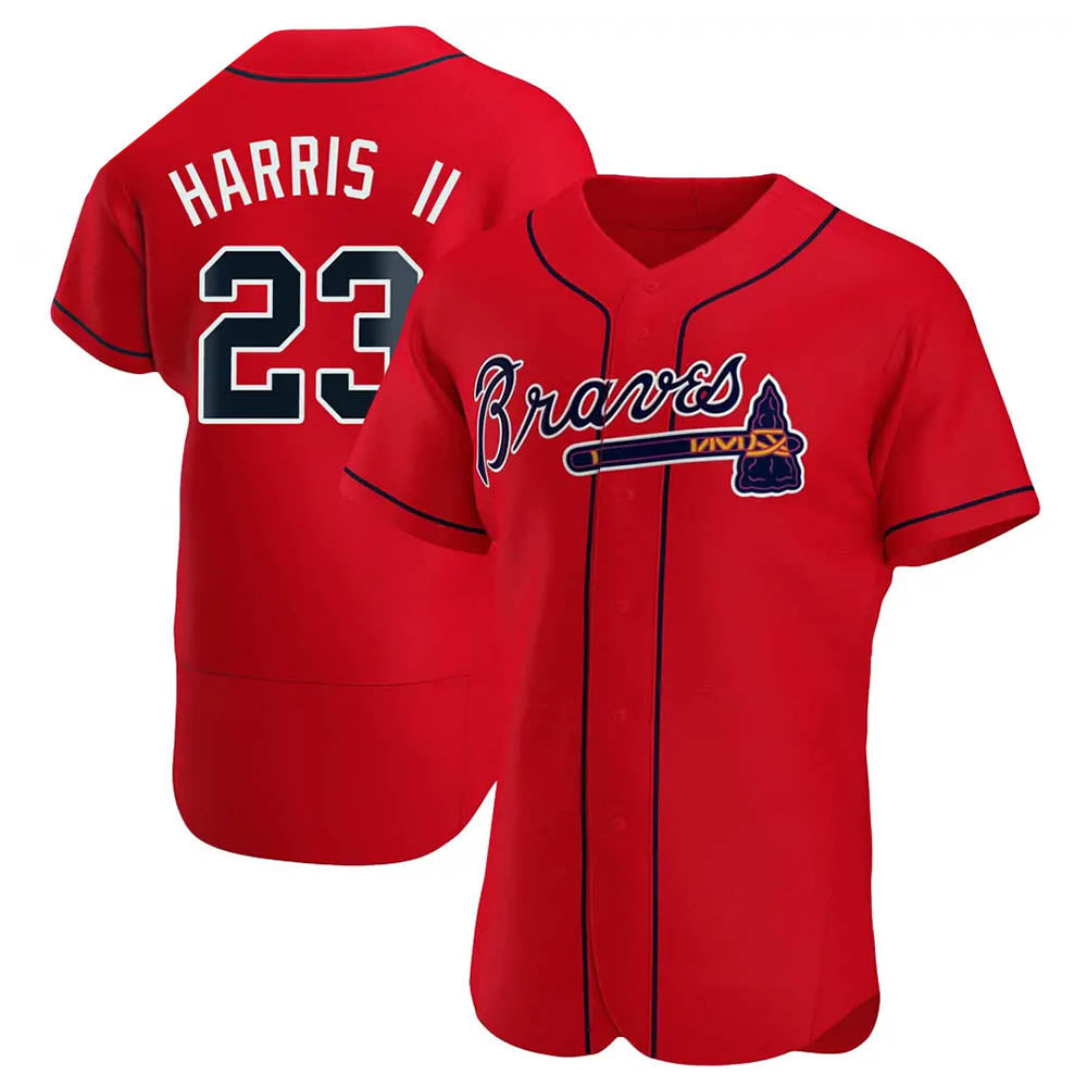 Tlead A.Braves #23 Michael Harris II player Red Authentic Alternate Stitched Jerseys