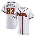 Tlead A.Braves #23 Michael Harris II player White&Gold Authentic Program Stitched Jerseys