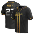 Tlead A.Braves #27 Austin Riley Player Black&Gold Replica en Alternate Stitched Jerseys
