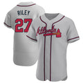 Tlead A.Braves #27 Austin Riley Player Gray Authentic Road Stitched Jerseys