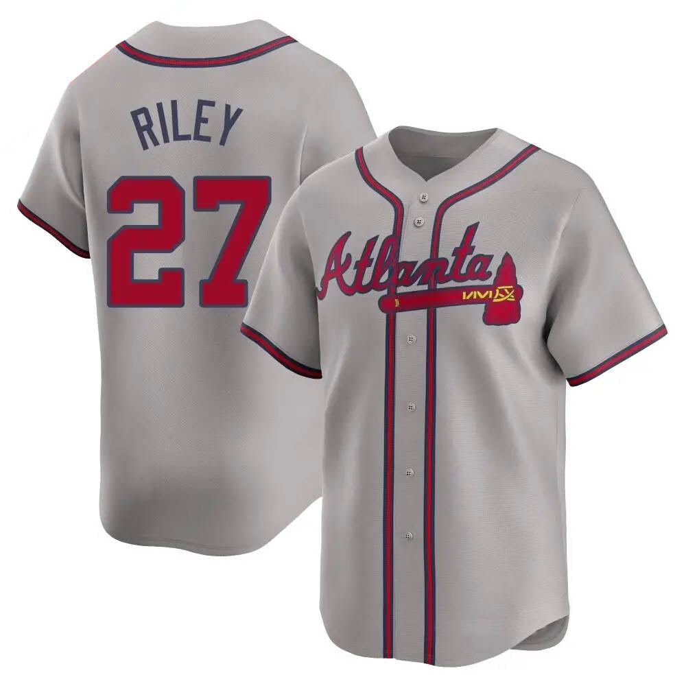 Tlead A.Braves #27 Austin Riley Player Gray Limited Away Stitched Jerseys