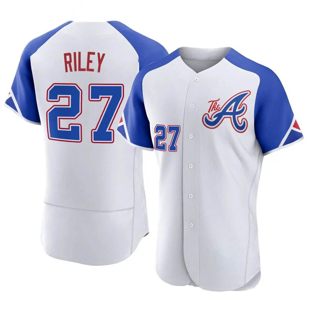 Tlead A.Braves #27 Austin Riley Player White Authentic City Connect Stitched Jerseys