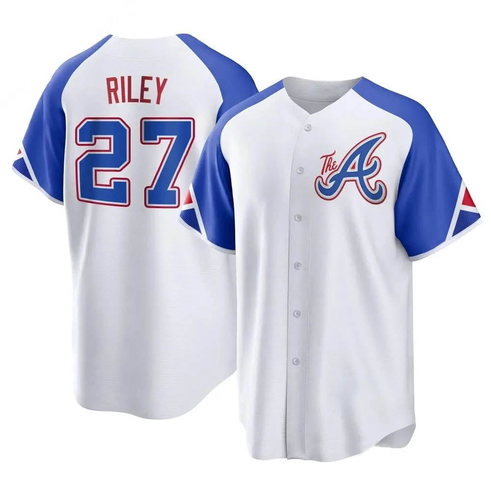 Tlead A.Braves #27 Austin Riley Player White Replica City Connect Stitched Jerseys