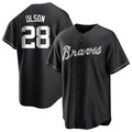 Tlead A.Braves #28 Matt Olson Player Black&White Replica Stitched Jerseys