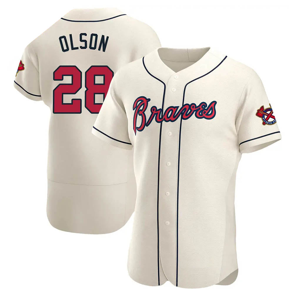 Tlead A.Braves #28 Matt Olson Player Cream Authentic Alternate Stitched Jerseys