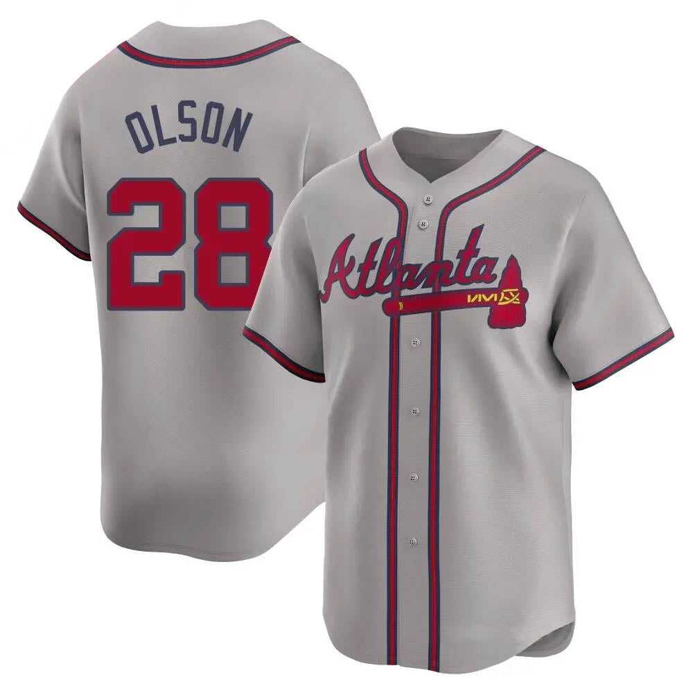 Tlead A.Braves #28 Matt Olson Player Gray Limited Away Stitched Jerseys