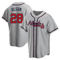 Tlead A.Braves #28 Matt Olson Player Gray Replica Road Stitched Jerseys