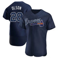Tlead A.Braves #28 Matt Olson Player Navy Authentic Alternate Team Stitched Jerseys