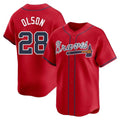 Tlead A.Braves #28 Matt Olson Player Red Limited Alternate Stitched Jerseys