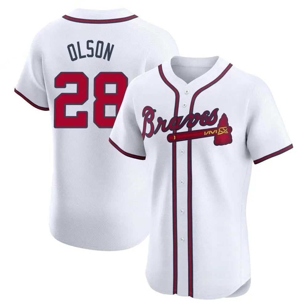 Tlead A.Braves #28 Matt Olson Player White Elite Home Stitched Jerseys
