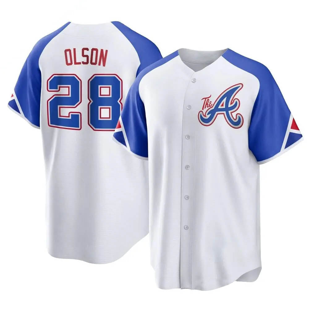Tlead A.Braves #28 Matt Olson Player White Replica City Connect Stitched Jerseys