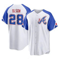 Tlead A.Braves #28 Matt Olson Player White Replica City Connect Stitched Jerseys