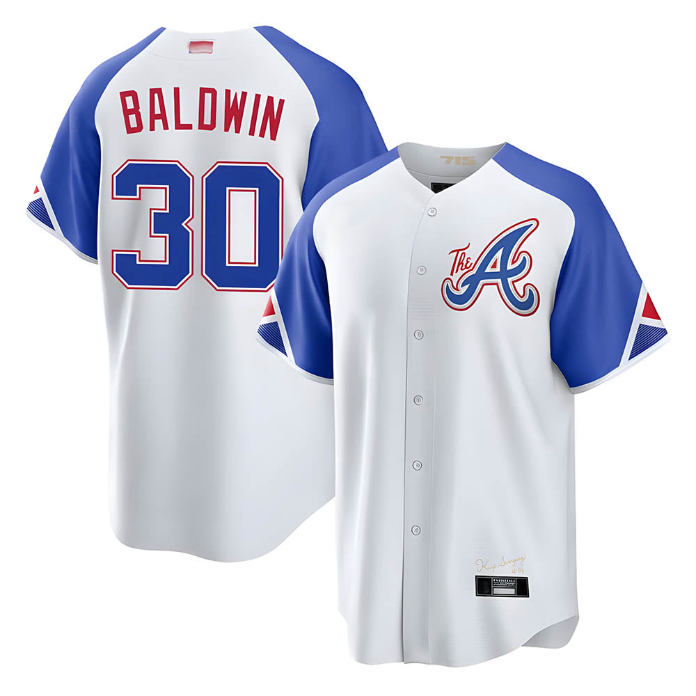 Tlead A.Braves #30 Drake Baldwin player White City Connect Stitched Jerseys