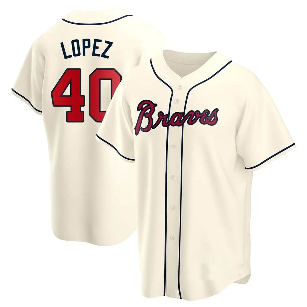 Tlead A.Braves #40 Reynaldo Lopez player Cream Replica Alternate Stitched Jerseys