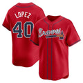 Tlead A.Braves #40 Reynaldo Lopez player Red Limited Alternate Stitched Jerseys