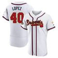 Tlead A.Braves #40 Reynaldo Lopez player White&Gold Authentic Program Stitched Jerseys