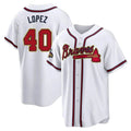 Tlead A.Braves #40 Reynaldo Lopez player White&Gold Replica Program Stitched Jerseys