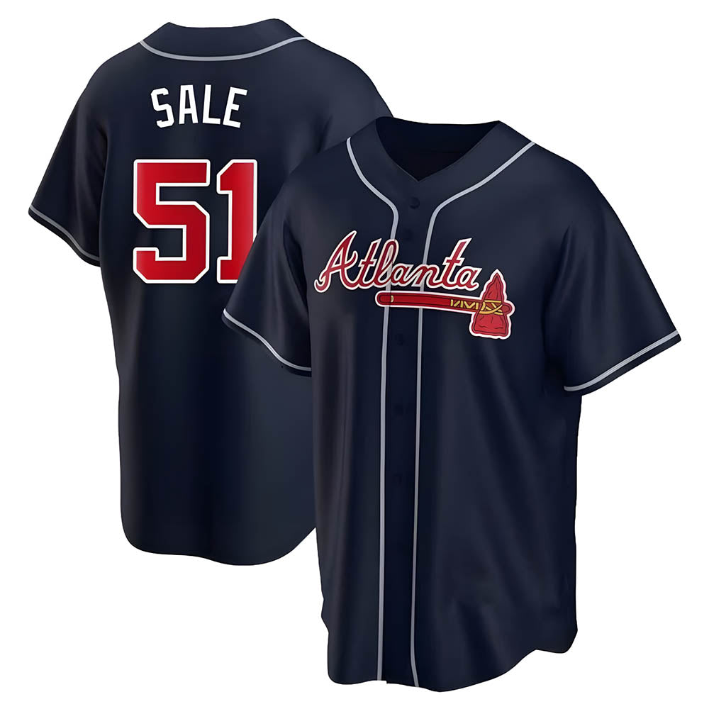 Tlead A.Braves #51 Chris Sale Player Navy City Connect Stitched Jerseys