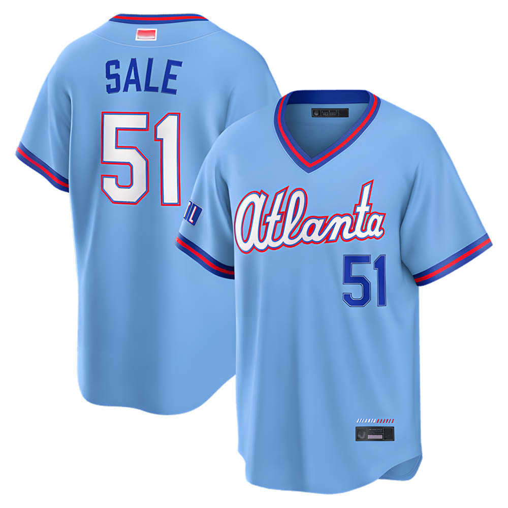 Tlead A.Braves #51 Chris Sale Player Powder Blue 2026 City Connect T shirt Stitched Jerseys