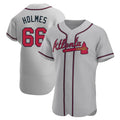 Tlead A.Braves #66 Grant Holmes Player Gray Authentic Road Stitched Jerseys