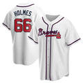 Tlead A.Braves #66 Grant Holmes Player White Replica Home Stitched Jerseys