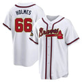 Tlead A.Braves #66 Grant Holmes Player White&Gold Replica Program Stitched Jerseys
