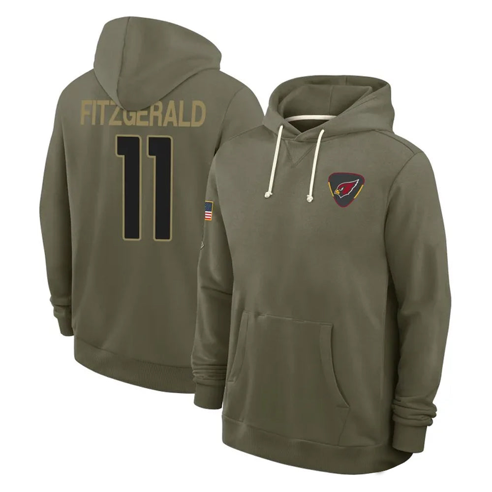 Tlead A.Cardinals #11 Larry Fitzgerald Player Olive Salute to Service Hoodies Stitched Jerseys