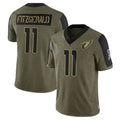 Tlead A.Cardinals #11 Larry Fitzgerald Player Salute To Service Olive Stitched Jerseys