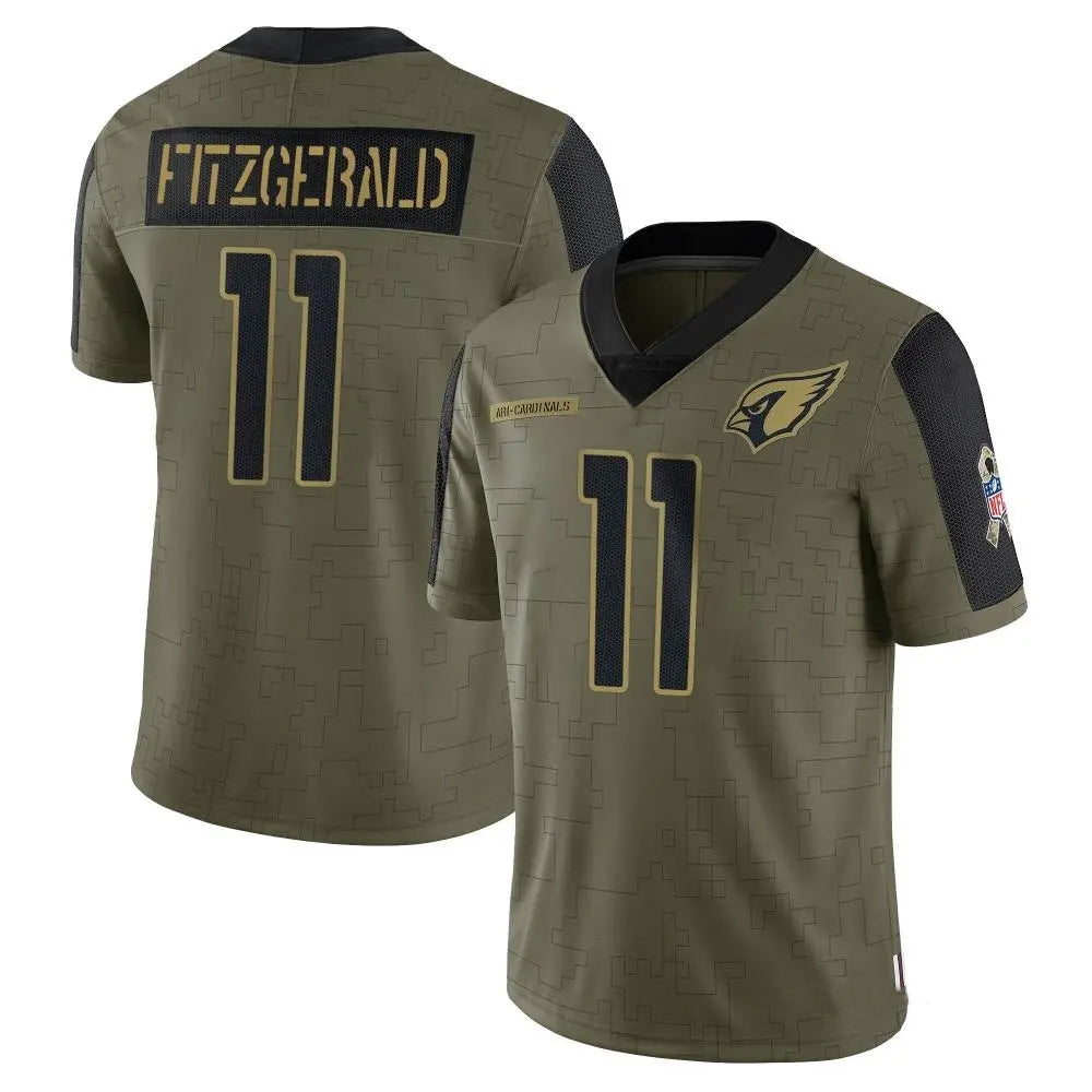 Tlead A.Cardinals #11 Larry Fitzgerald Player Salute To Service Olive Stitched Jerseys