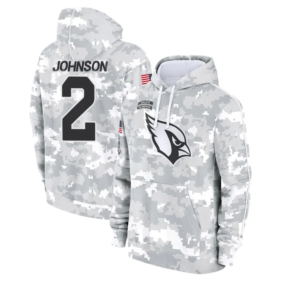 Tlead A.Cardinals #2 Will Johnson Player Camo Salute to Service Hoodies Stitched Jerseys
