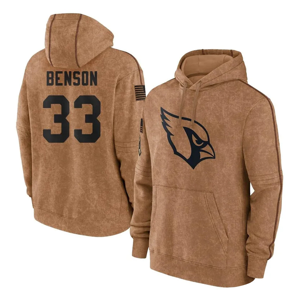Tlead A.Cardinals #33 Trey Benson Player Brown Salute To Service Limited Hoodies Stitched Jerseys