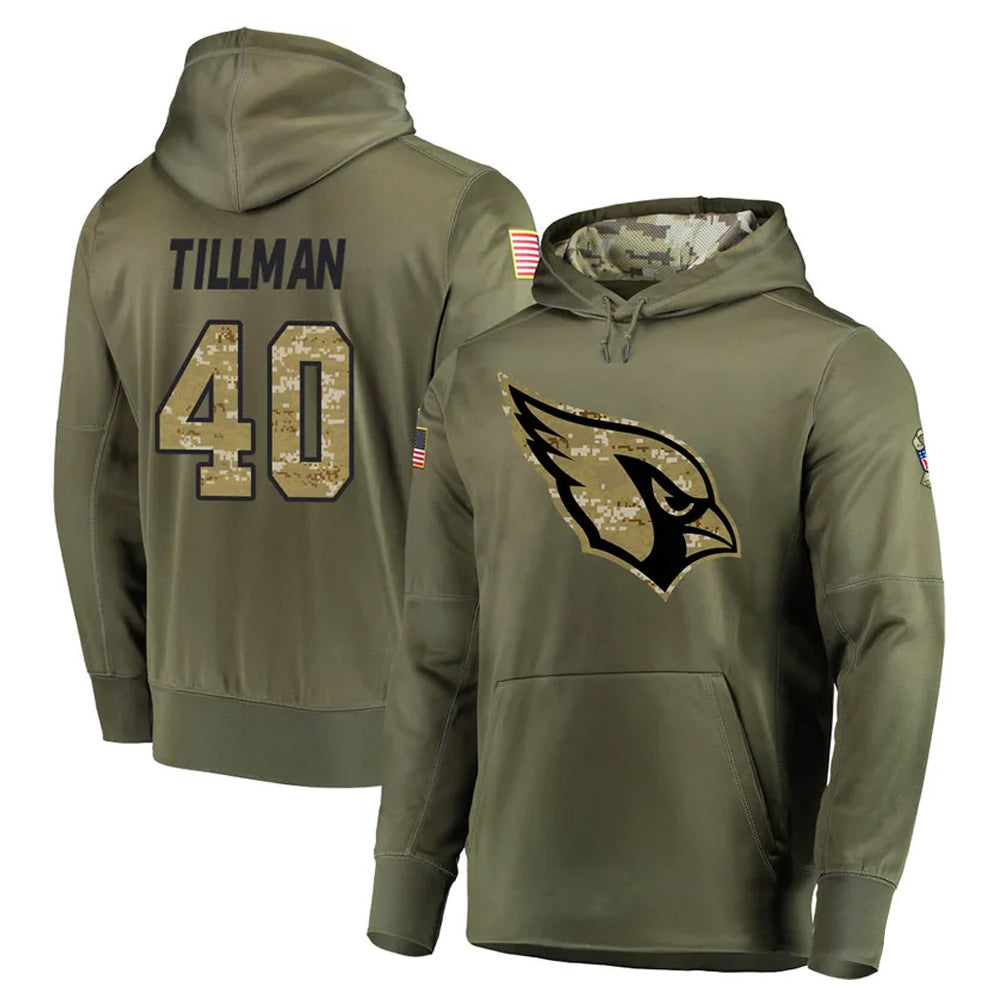 Tlead A.Cardinals #40 Pat Tillman Player Olive Salute to Service Limited Hoodie Jerseys