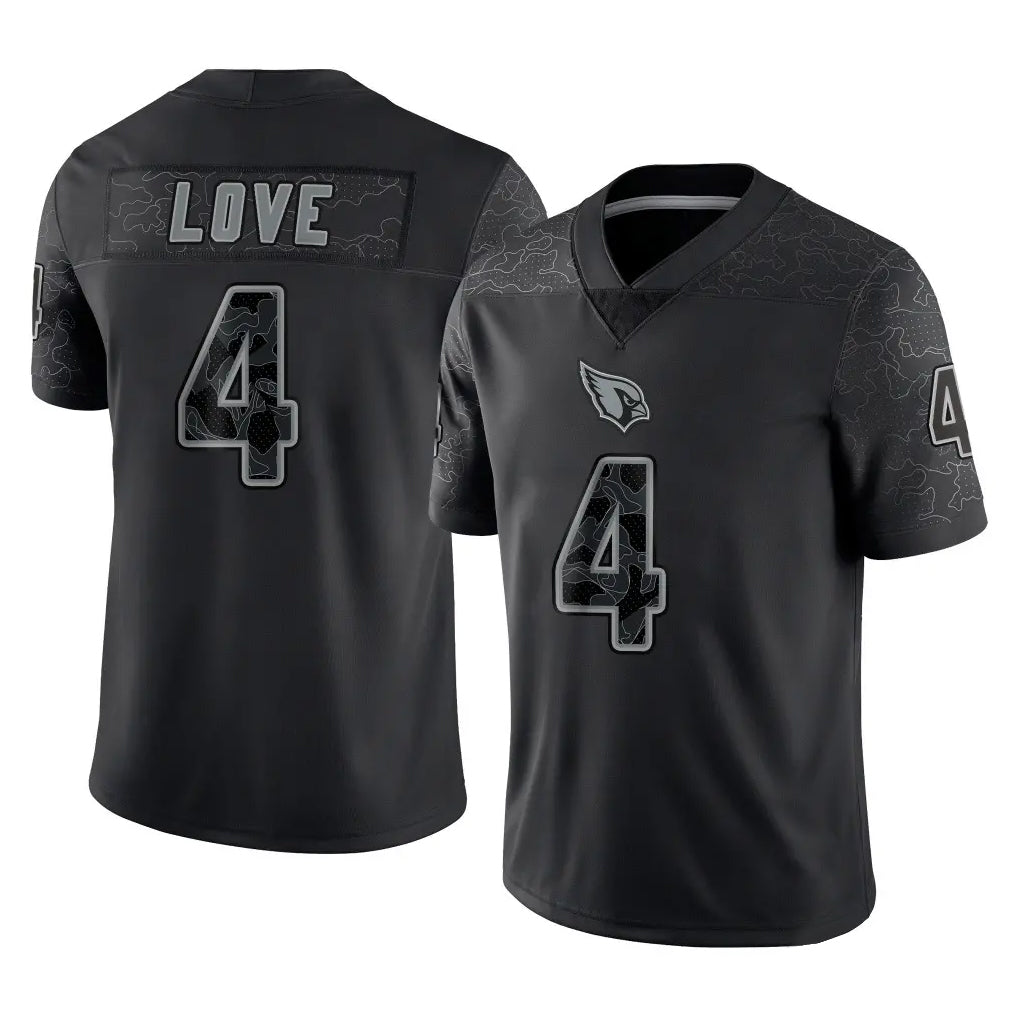 Tlead A.Cardinals #4 Jeremiyah Love Player Black RFLCTV Limited Home Game Stitched Jerseys
