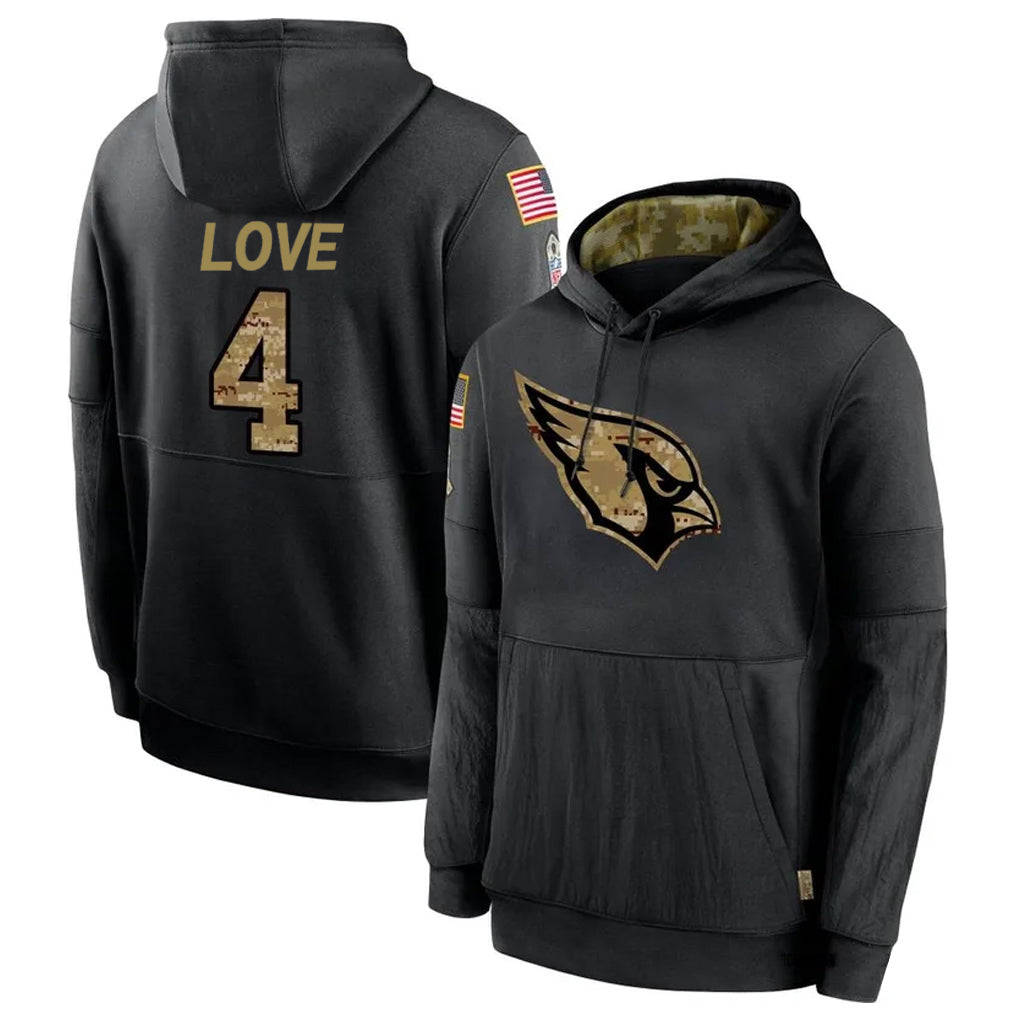 Tlead A.Cardinals #4 Jeremiyah Love Player Black Salute to Service Limited Hoodies Football Jerseys