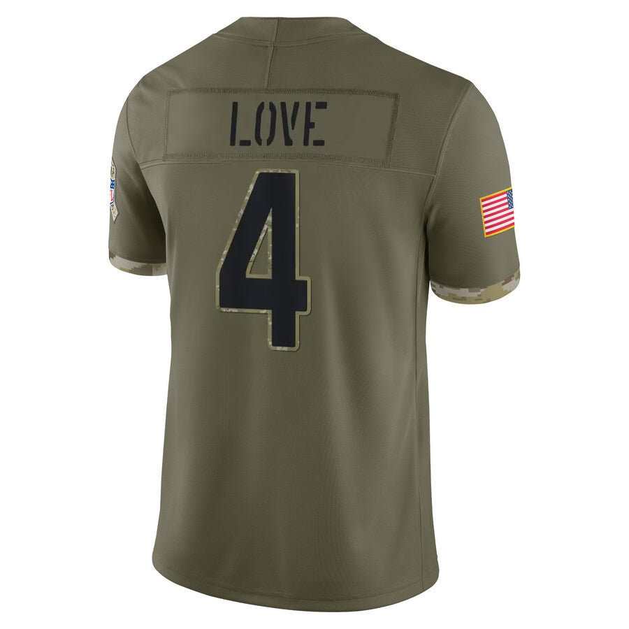 Tlead A.Cardinals #4 Jeremiyah Love Player Olive Salute To Service Limited Home Game Stitched Jerseys