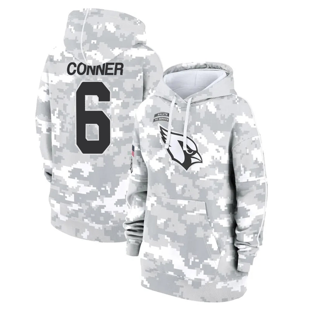 Tlead A.Cardinals #6 James Conner Player Camo Salute to Service Hoodies Stitched Jerseys